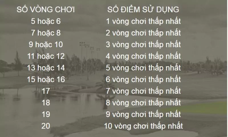 Bảng thông tin chênh lệch được sử dụng theo số vòng chơi