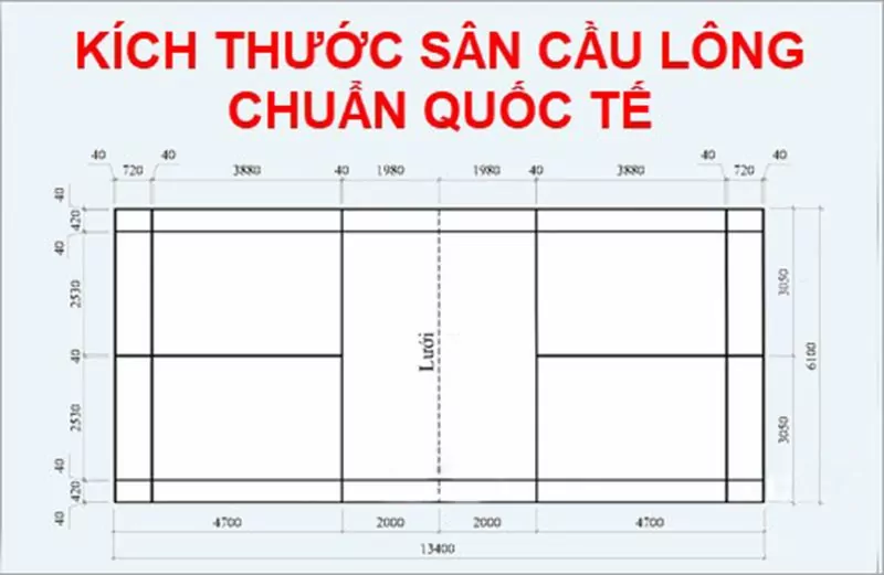 Bảng vẽ sân cầu lông tiêu chuẩn