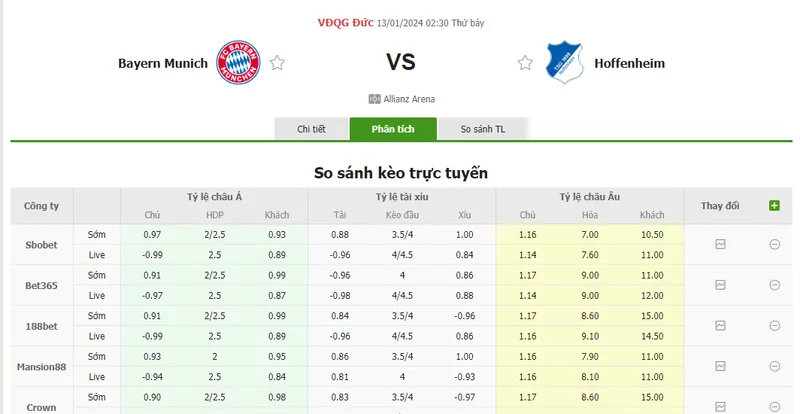 Nhận định soi kèo châu Á - Bayern Munich vs Hoffenheim